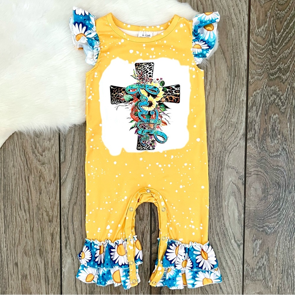 Baby Girl Yellow Faith Romper